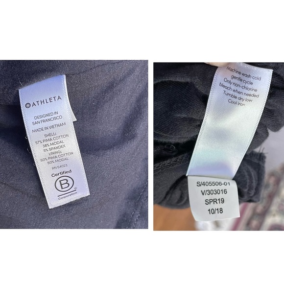 ATHLETA | Apres Convertible Cap Sleeve Ruched Stretch Navy/Black Dress | Small - Picture 14 of 15